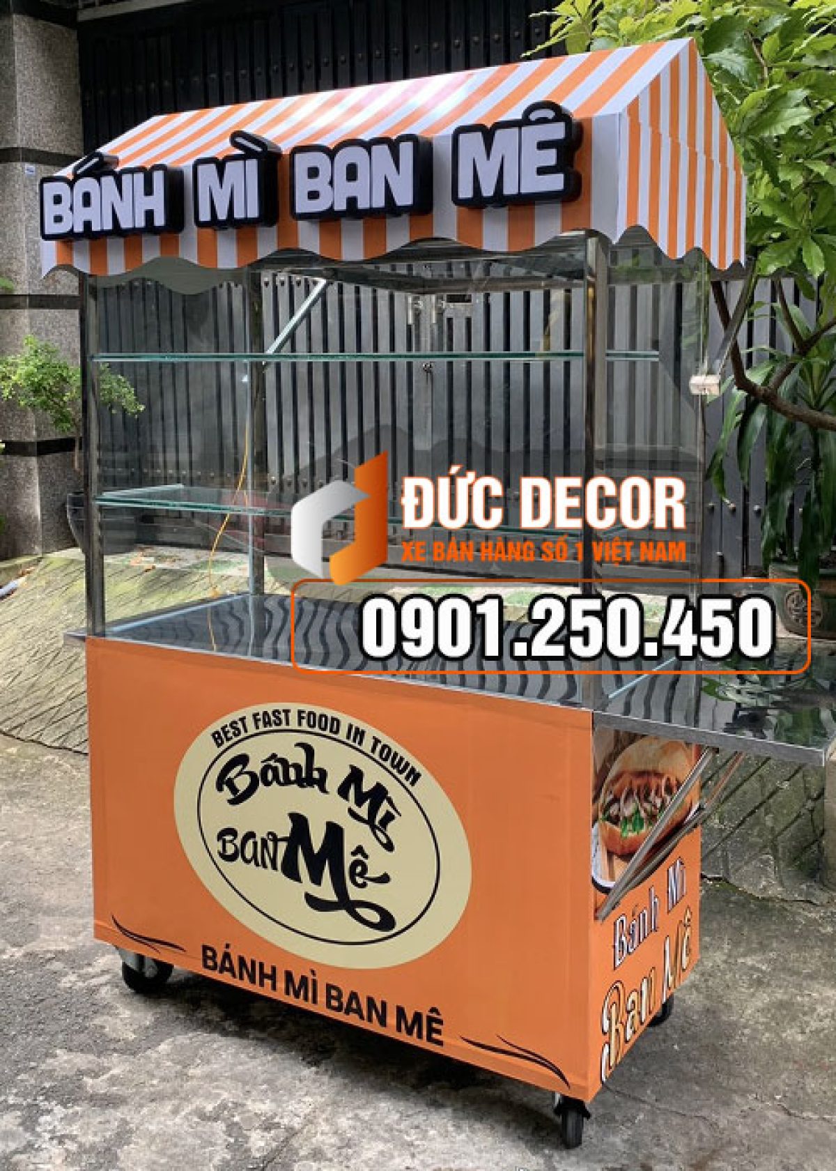 Mẫu xe bán bánh mì bằng sắt trang trí thu hút thực khách