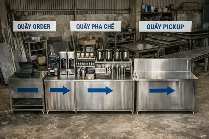 Quầy pha chế trà sữa là gì? Khác gì quầy bar và quầy thu ngân