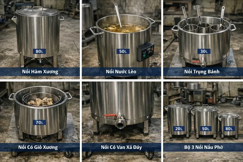 Các mẫu nồi nấu phở phổ biến trên thị trường (nên chọn loại nào?)