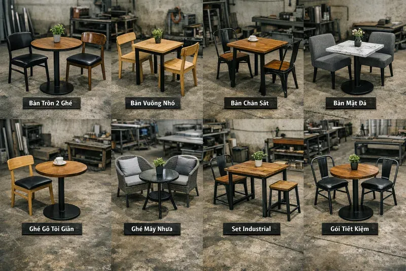 Mẫu bàn ghế cafe đẹp – sang – rẻ & báo giá tham khảo (kèm gợi ý chọn theo ngân sách)