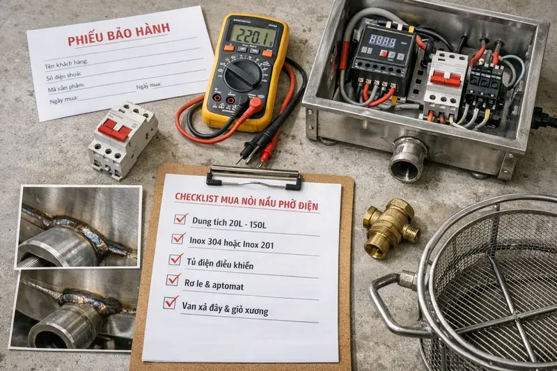 Giá nồi nấu phở điện, bí quyết mua bền giá tốt & checklist nhận hàng